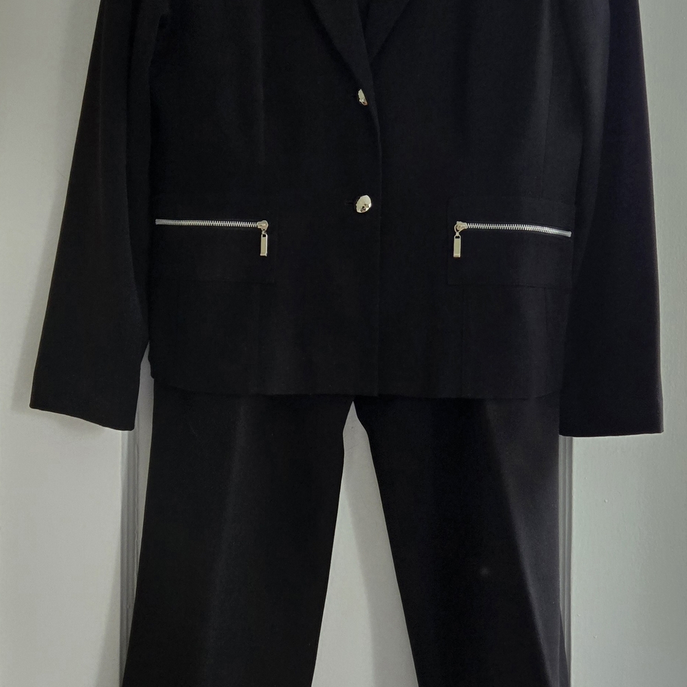 Larry Levine Black Pantsuit with Silver Accents